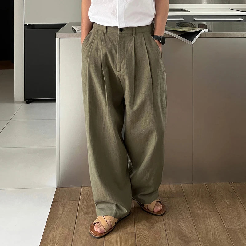 KŌKI Draped Linen Wide Leg Pants - Satori