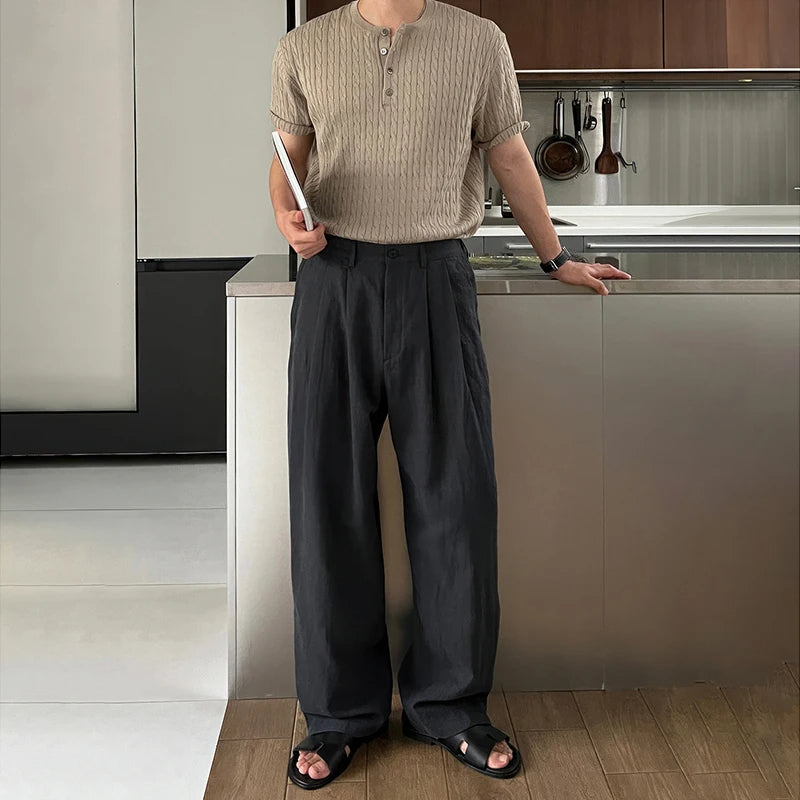 KŌKI Draped Linen Wide Leg Pants - Satori