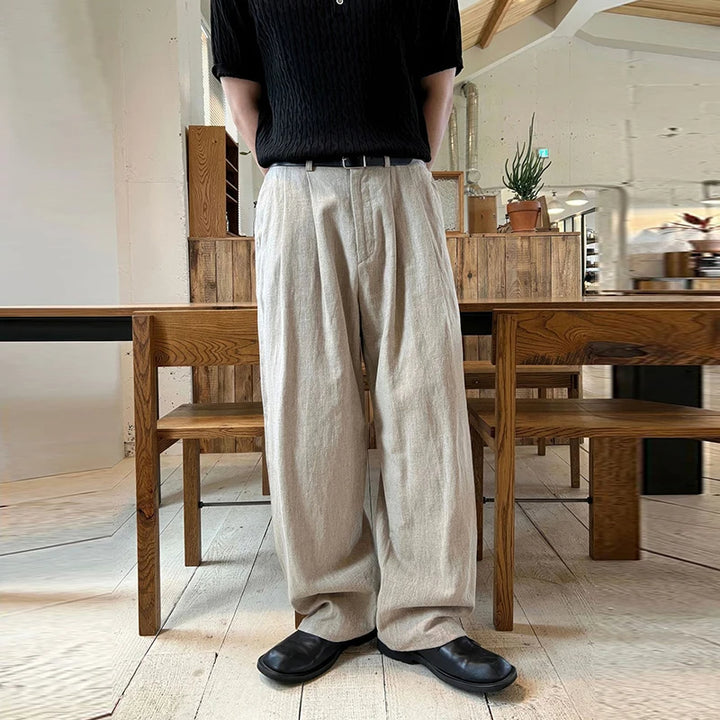 KŌKI Draped Linen Wide Leg Pants - Satori