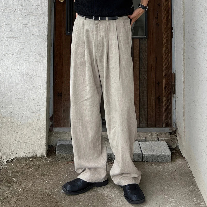 KŌKI Draped Linen Wide Leg Pants - Satori