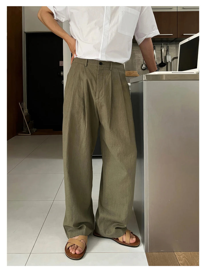 KŌKI Draped Linen Wide Leg Pants - Satori