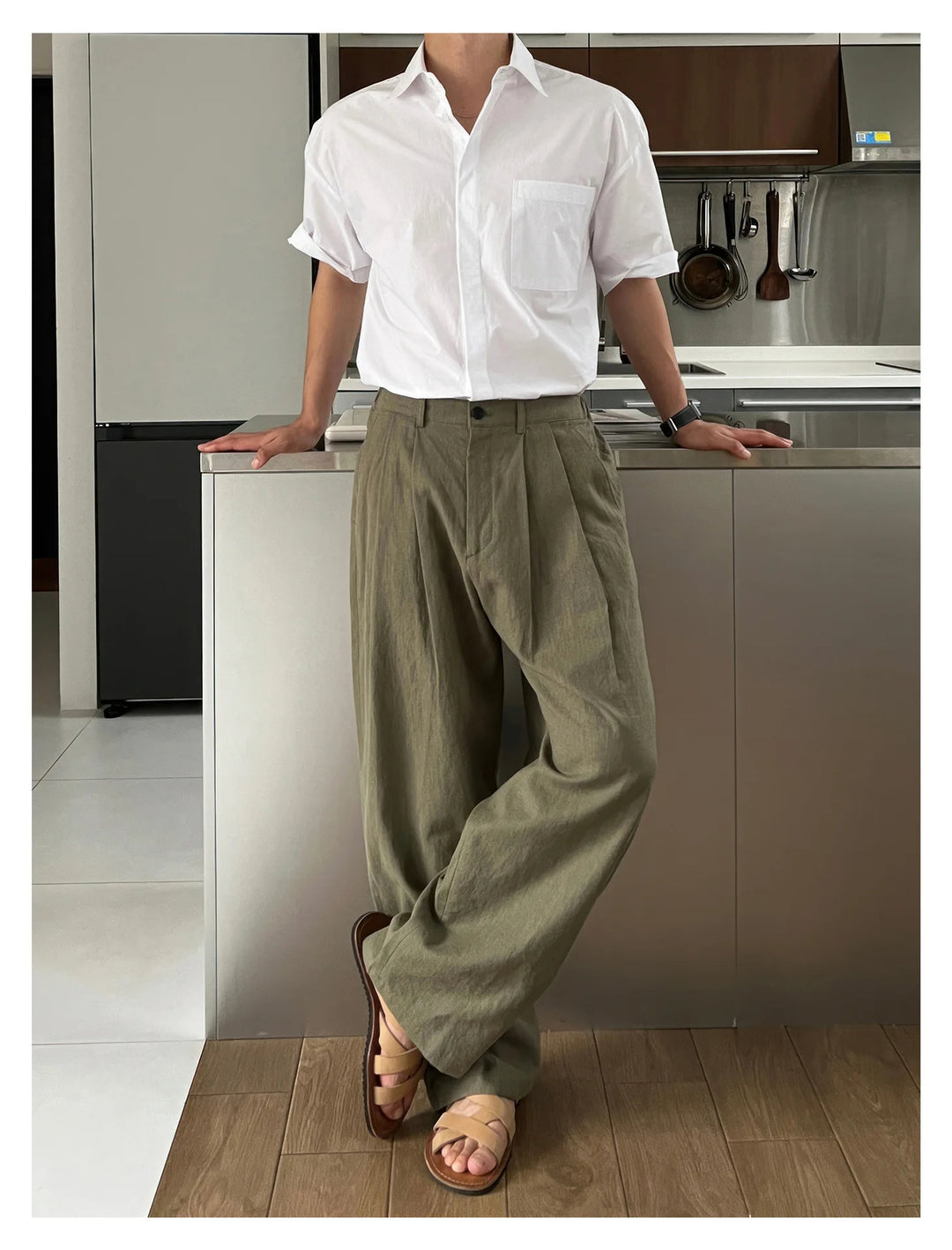 KŌKI Draped Linen Wide Leg Pants - Satori